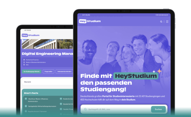 Screenshots: Alle staatlich anerkannten Studiengänge und Hochschulen