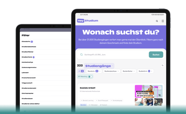 Screenshots: Studiengangs- und Hochschulfilter